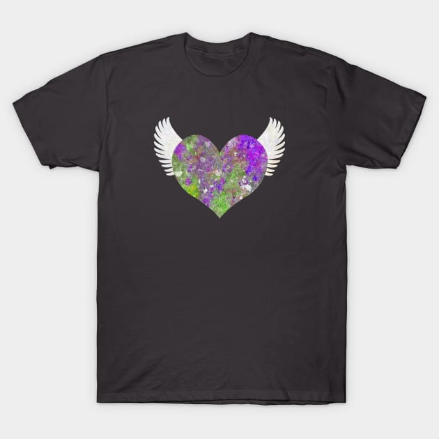 Stone Heart - Purple and Green T-Shirt by RawSunArt